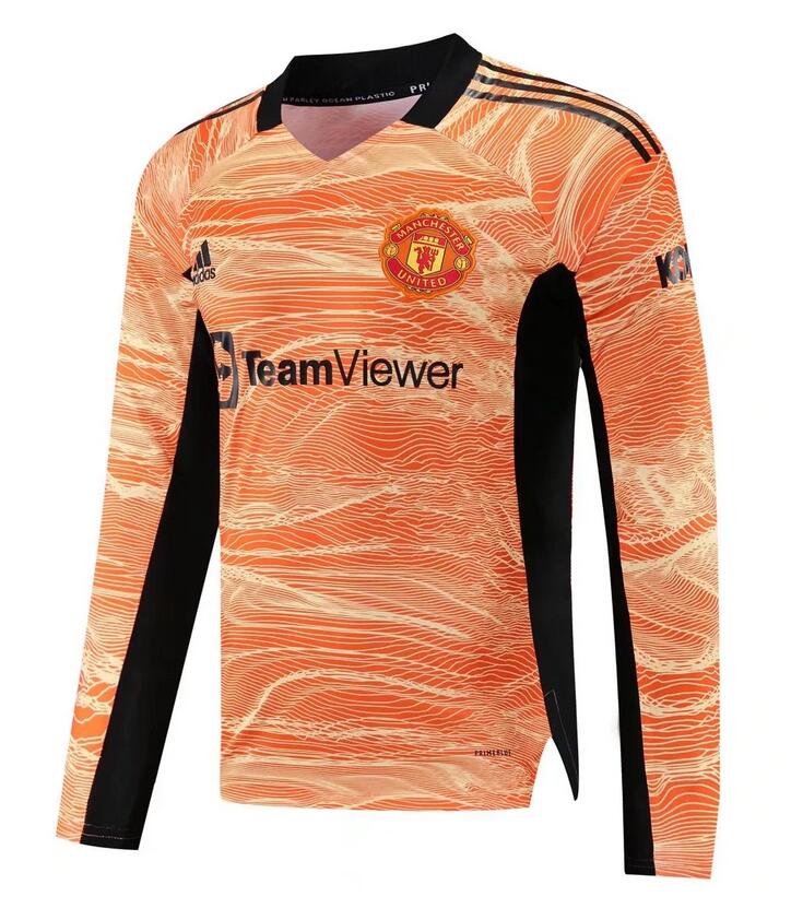 2021/22 Manchester United Orange Long Sleeve Goalkeeper Soccer Jersey Shirt